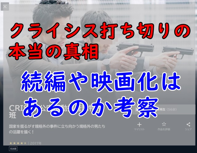 クライシスのドラマは打ち切りだった!?でも続編決定?原作の結末や真相について